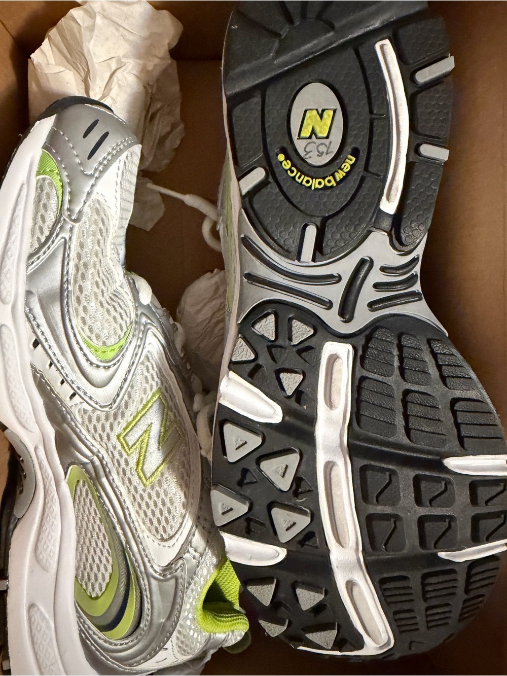 New Balance Silver & Lime Running Sneakers